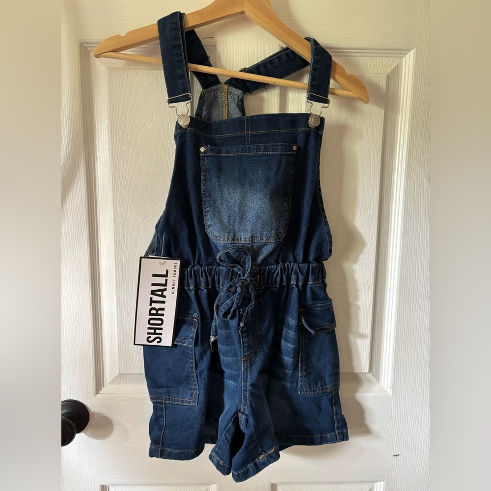 Almost Famous Denim Shortall Jumpsuit